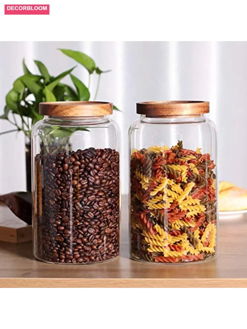 Large Glass Jar with Airtight Lid Set of 2 93 FL OZ Food Canisters